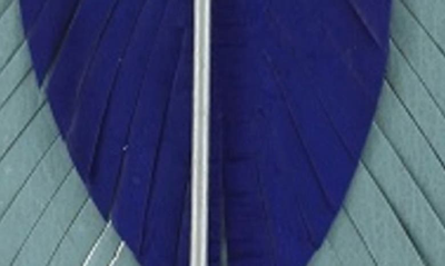 Olivia Welles Kaia Fringed Leather Earrings In Worn Silver/ Blue