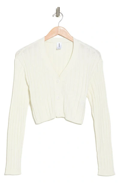 Shop Abound Long Sleeve Ribbed Cropped Cardigan In Ivory