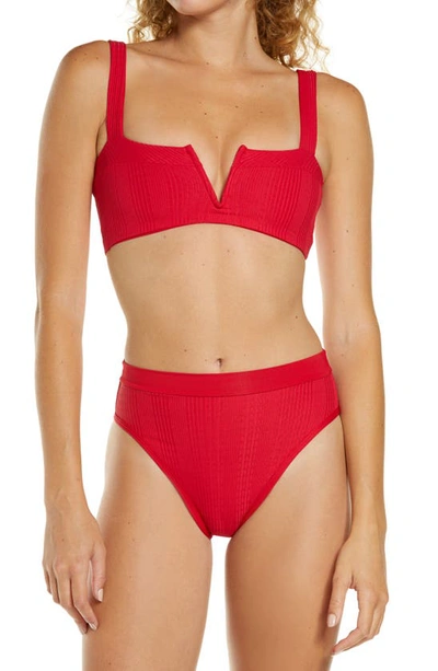 Shop L*space Lee Lee Ribbed Bikini Top In Lipstick Red