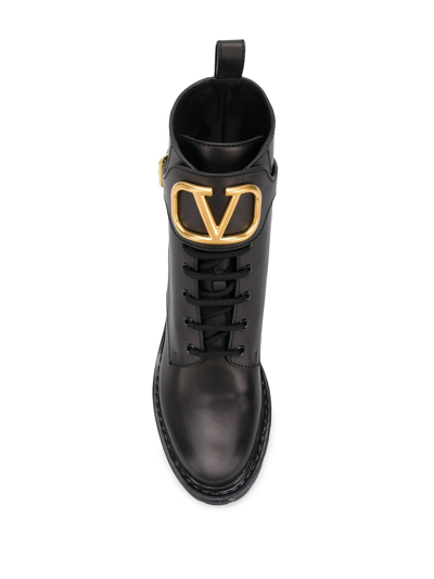 Shop Valentino Vlogo Signature Leahter Combat Boots