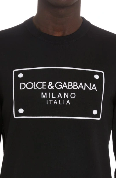 Shop Dolce & Gabbana Embroidered Logo Plaque Virgin Wool Sweater In Black