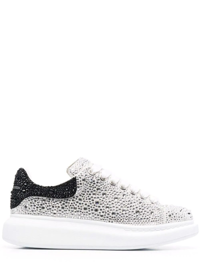 Shop Alexander Mcqueen White Oversized Crystal-embellished Sneakers