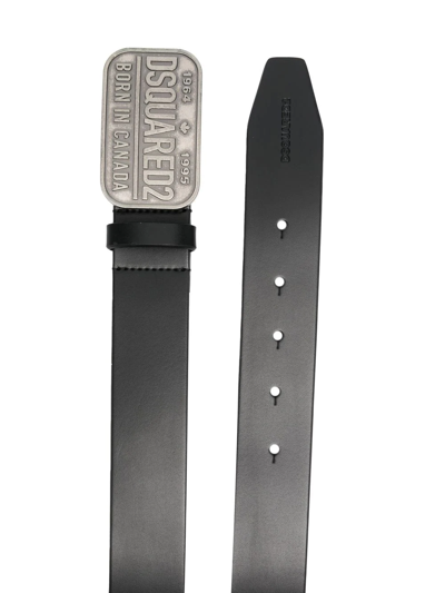 Shop Dsquared2 Logo-plaque Buckle Leather Belt In Black