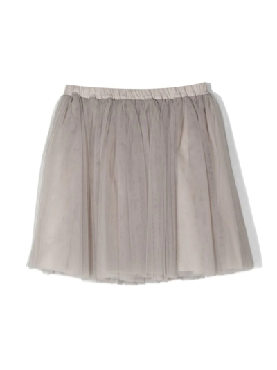Shop Douuod Teen Tulle Layered Mini Skirt In Grey