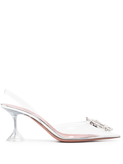 Shop Amina Muaddi Begum 75mm Crystal-embellished Pumps In Silver