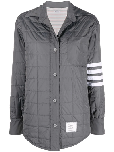 Shop Thom Browne Down-feather Quilted Shirt Jacket In Grey
