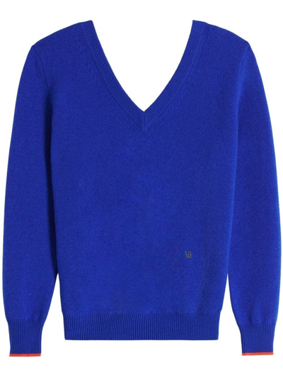 Shop Victoria Beckham Double V-neck Jumper In Blue