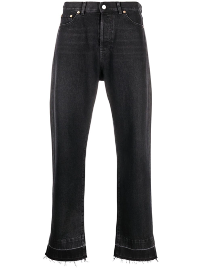 Shop Valentino Logo-patch Straight-leg Jeans In Black