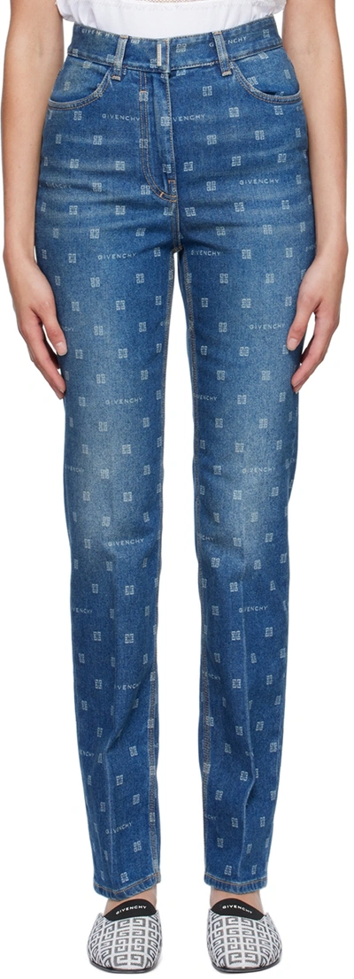 Shop Givenchy Blue 4g Jeans In 400 Blue
