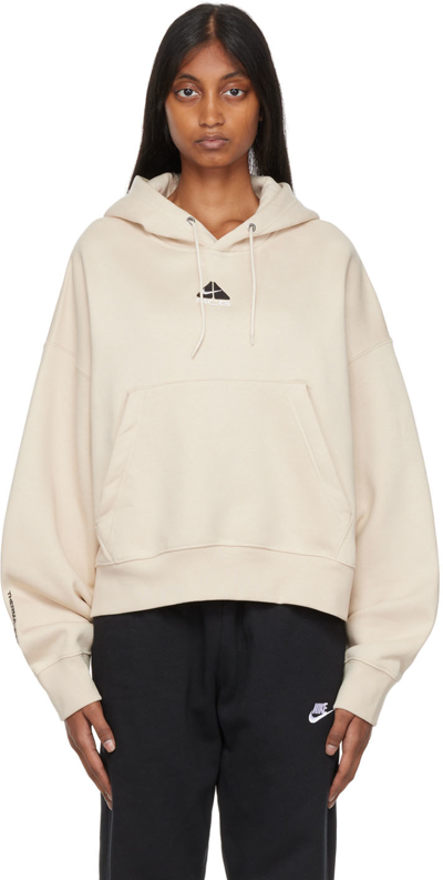 Shop Nike Beige Therma-fit Hoodie In Sanddrift/summit Whi