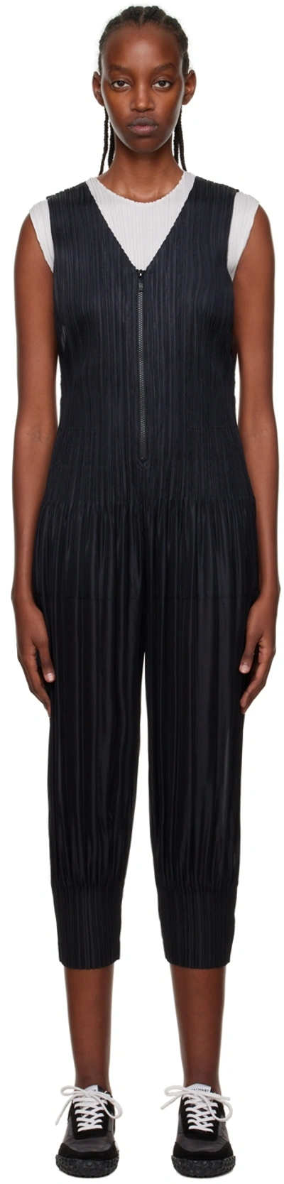 Shop Issey Miyake Black Fluffy Jumpsuit In 15 Black