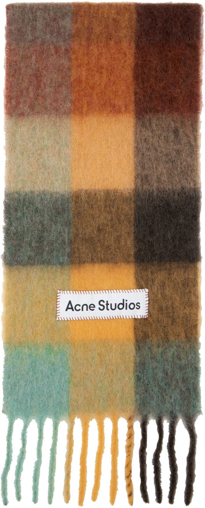 Shop Acne Studios Multicolor Mohair Check Scarf In Bo9 Chestnut Brown/y