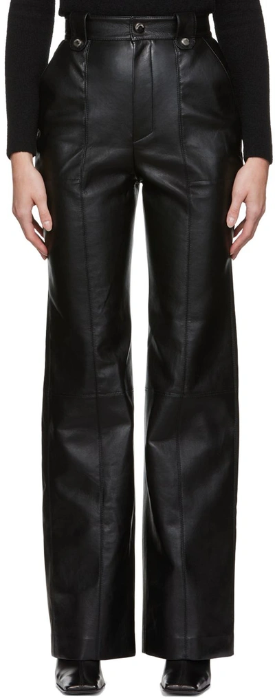 Shop Nanushka Black Zelda Faux-leather Pants