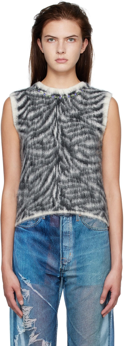 Shop Doublet Off-white Zebra Sweater