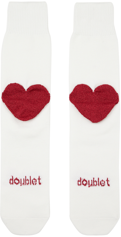 Shop Doublet White Pop-up Heart Socks