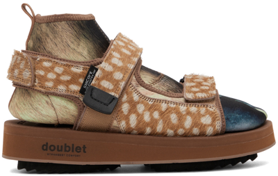Shop Doublet Brown Suicoke Edition Animal Foot Layered Sandals In Bambi