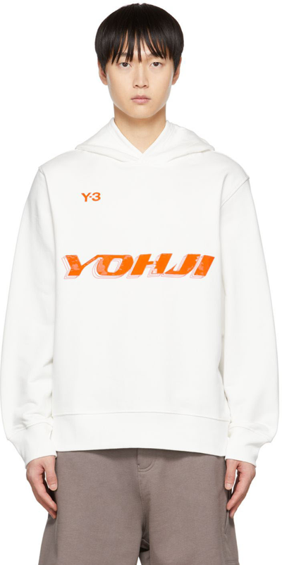 Shop Y-3 White Graphic Hoodie In Core White