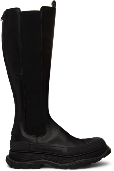 Shop Alexander Mcqueen Black Tread Slick Boots In 1000 Black/black