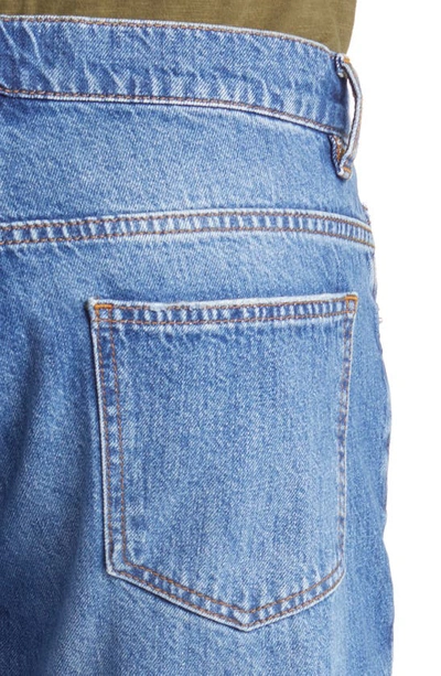Shop Frame Stacked Straight Leg Nonstretch Denim Jeans In Indigo Snow