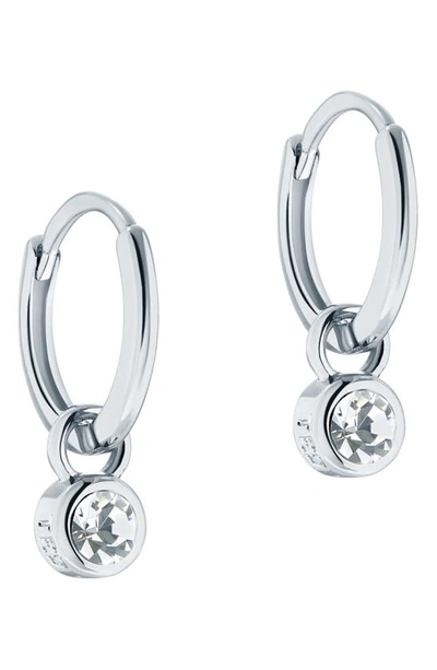 Shop Ted Baker Sinalaa Crystal Mini Huggie Hoop Earrings In Silver Tone Clear Crystal