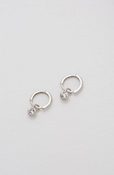 Shop Ted Baker Sinalaa Crystal Mini Huggie Hoop Earrings In Silver Tone Clear Crystal