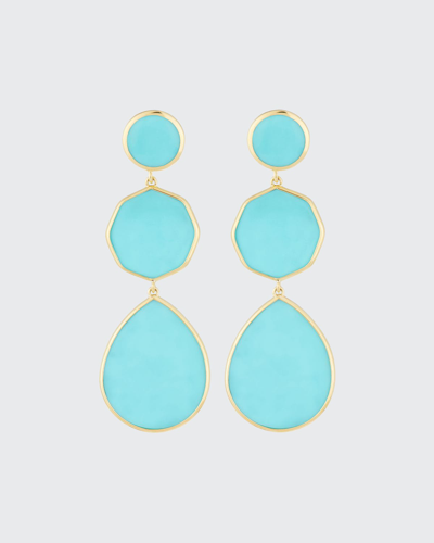 Shop Ippolita Crazy 8's 3-stone Drop Earrings In 18k Gold In Turquoise