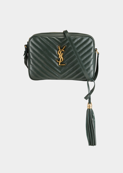 Shop Saint Laurent Lou Medium Monogram Ysl Calf Crossbody Bag In Green