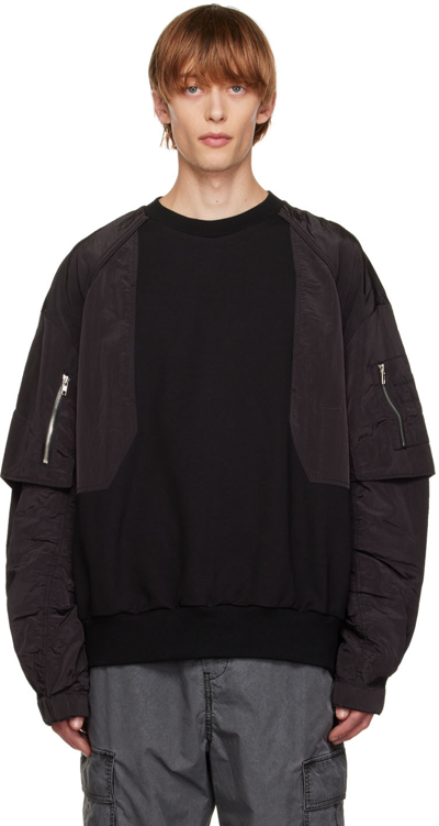 Shop Juunj Black Paneled Sweatshirt In 5 Black