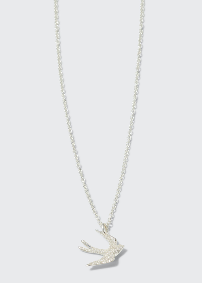Shop Ippolita Mini Pave Dove Pendant Necklace In Sterling Silver With Diamonds