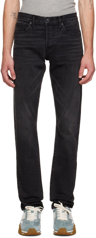 Shop Tom Ford Black Slim Jeans In K98 Aged Black