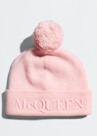 Shop Alexander Mcqueen Cashmere-wool Beanie With Pompom In Pink