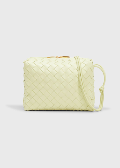 Shop Bottega Veneta Loop Small Intrecciato Napa Shoulder Bag In Lemon