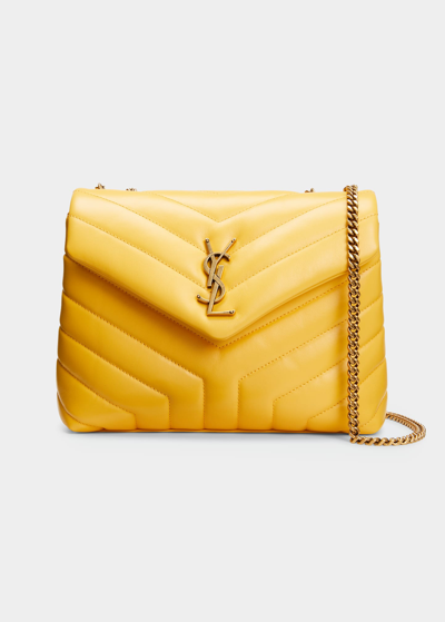 Shop Saint Laurent Loulou Small Matelasse Calfskin Flap-top Shoulder Bag In Yellow