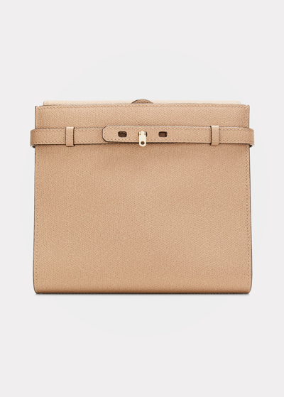 Shop Valextra B-tracollina Leather Shoulder Bag In Mbc Beige Cachemi