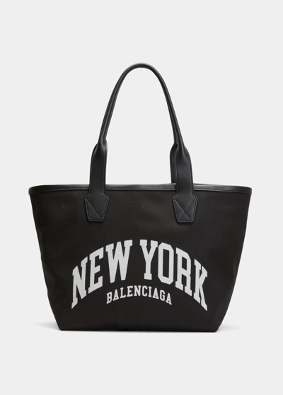 Shop Balenciaga Paris Logo Beach Tote Bag In Black/white