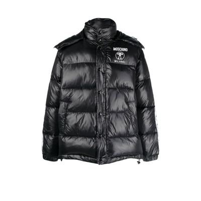 Shop Moschino Black Double Question Mark Padded Down Jacket