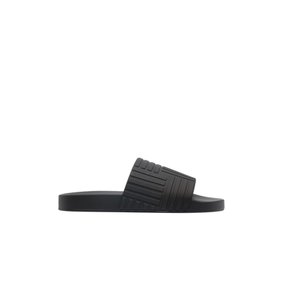 Shop Bottega Veneta Black Slider Rubber Sandals