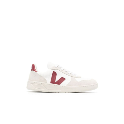 Shop Veja V-10 Low-top Canvas Sneakers - Women's - Calf Suede/fabric/rubber In White