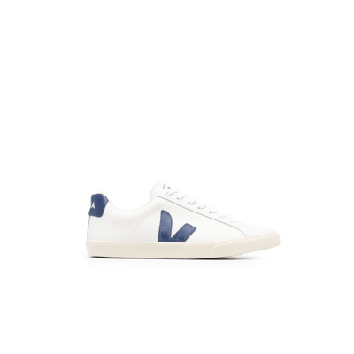 Shop Veja White Esplar Low Top Leather Sneakers