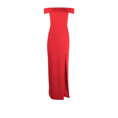 Shop Solace London Red Martina Off-the-shoulder Maxi Dress