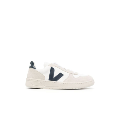 Shop Veja White V-10 Low-top Mesh Sneakers
