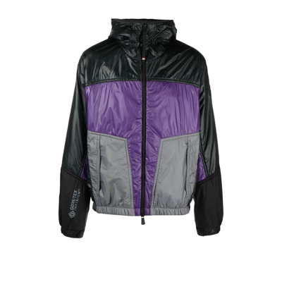 Shop Moncler Purple Peyrus Hooded Panelled Jacket