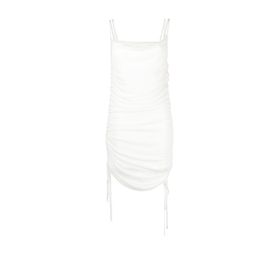 Shop Dion Lee White Semi-sheer Draped Mini Dress