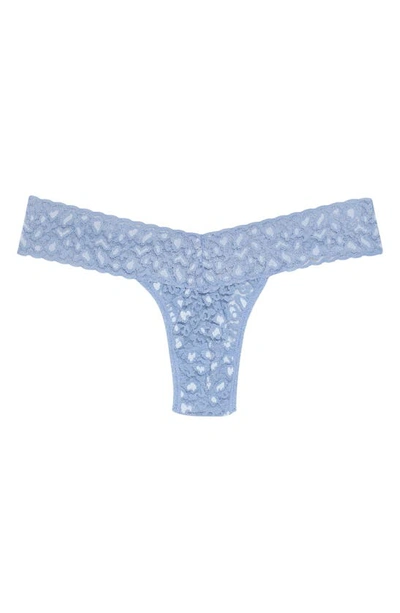 Shop Hanky Panky Leopard Cross Dye Low Rise Thong In Stonewash Blue/ Serenity Blue