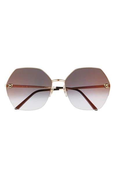 Shop Cartier 62mm Gradient Oversize Geometric Sunglasses In Gold