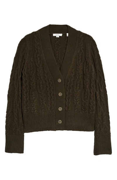 Shop Vince Triple Braid Cable Wool & Cashmere Cardigan In Black Leaf