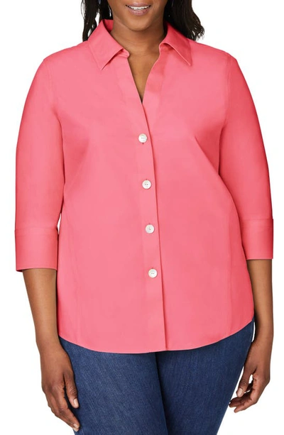 Shop Foxcroft Paige Button-up Shirt In Rose Red