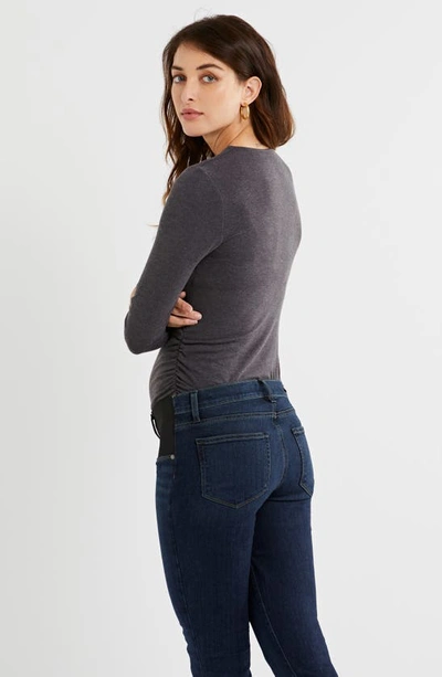 Shop A Pea In The Pod Luxessentials Ruched Three-quarter Sleeve Maternity/postpartum Top In Grey