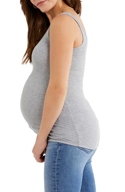 Shop A Pea In The Pod Ribbed Maternity Tank Top In Grey