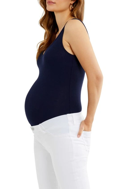 Shop A Pea In The Pod Ribbed Maternity Tank Top In Navy